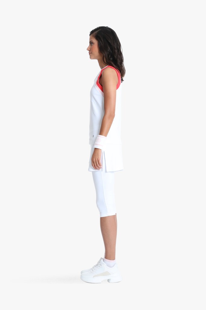 Women's Tennis / Padel Tank Top in White/Spritz Red 4801