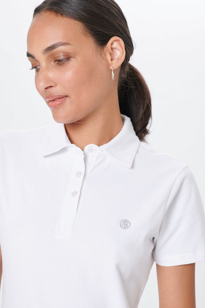 Poivre Blanc Women's Tennis Organic Stretch Cotton Pique Polo 4600 in Peacock Green