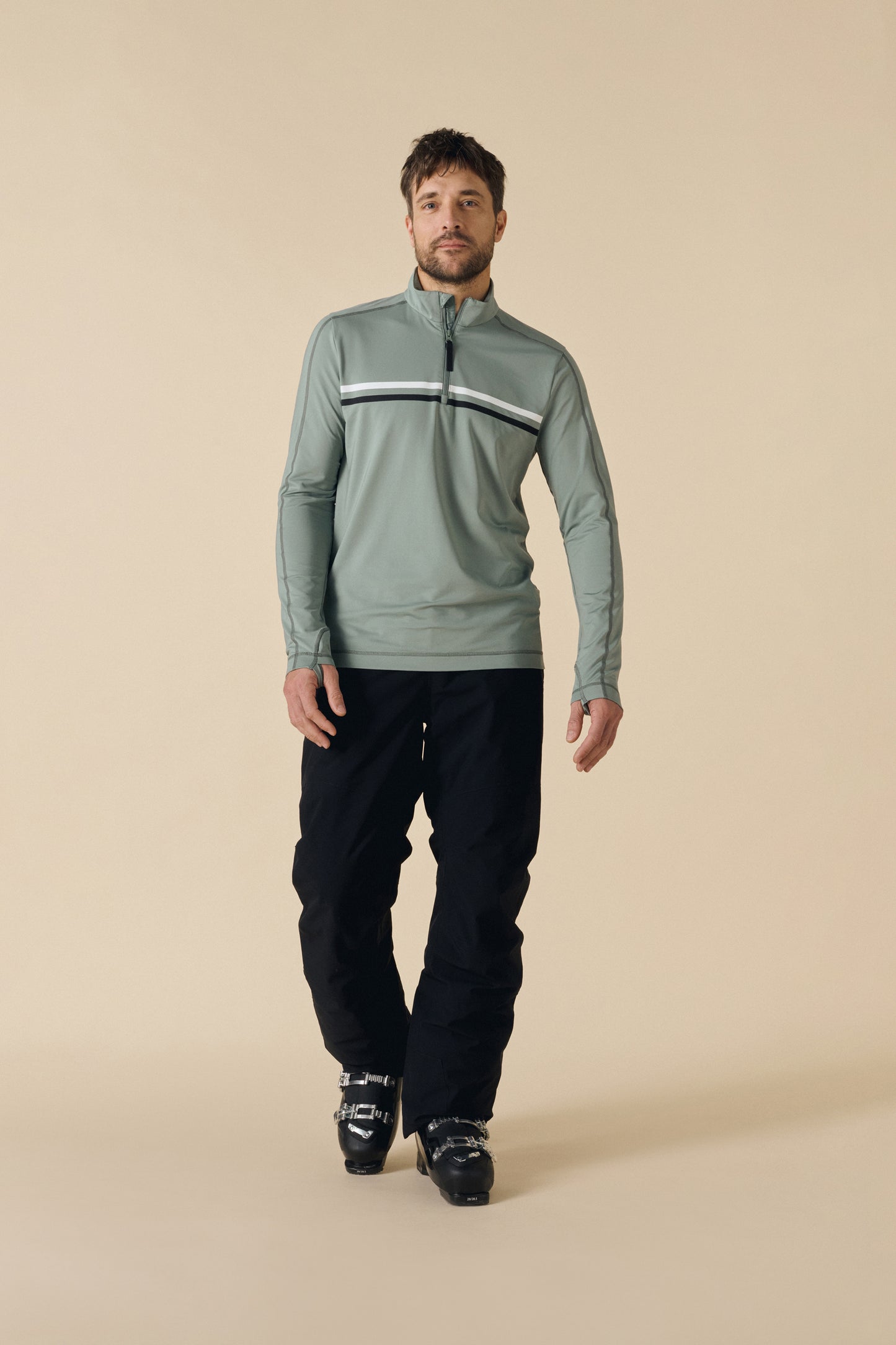 Poivre Blanc Men's Ski Mid Layer in Lichen Green