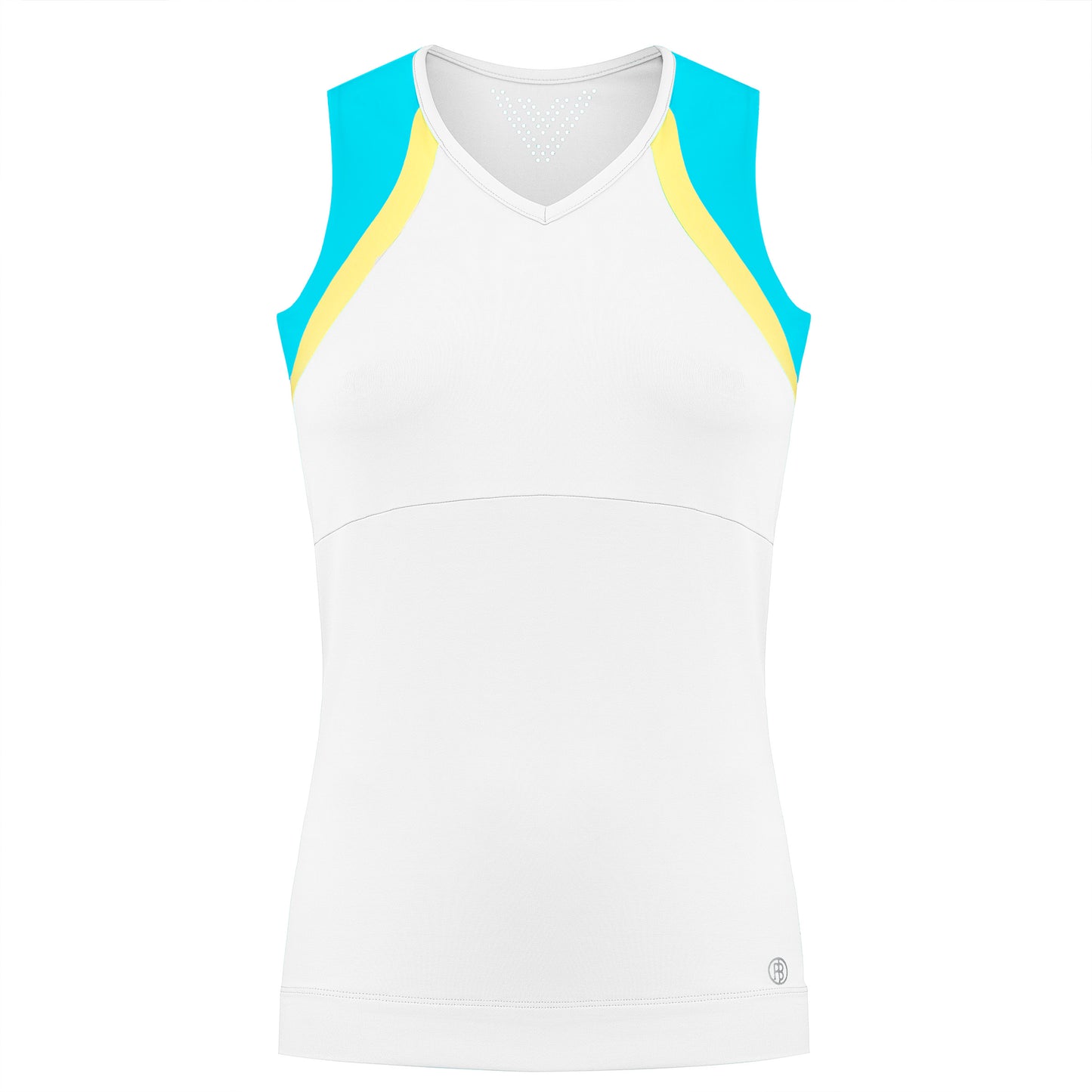 Women's White Tennis / Padel Tank Top in White / Bora Bora Blue 4801