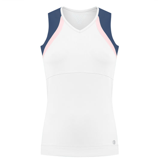 Women's Tennis / Padel Tank Top in White / Deep Blue 4801