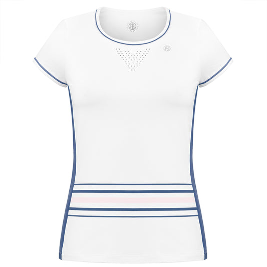 Women's Tennis / Padel Short Sleeved T-Shirt in Horizon White Deep Blue 4803
