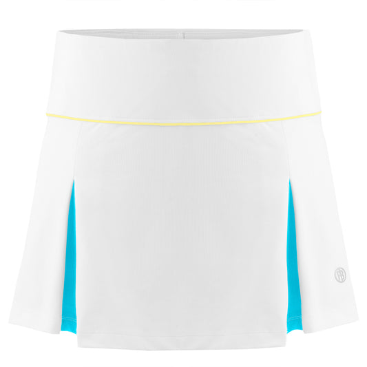 Poivre Blanc Ladies Tennis Skort 4829 in White / Bora Bora Blue