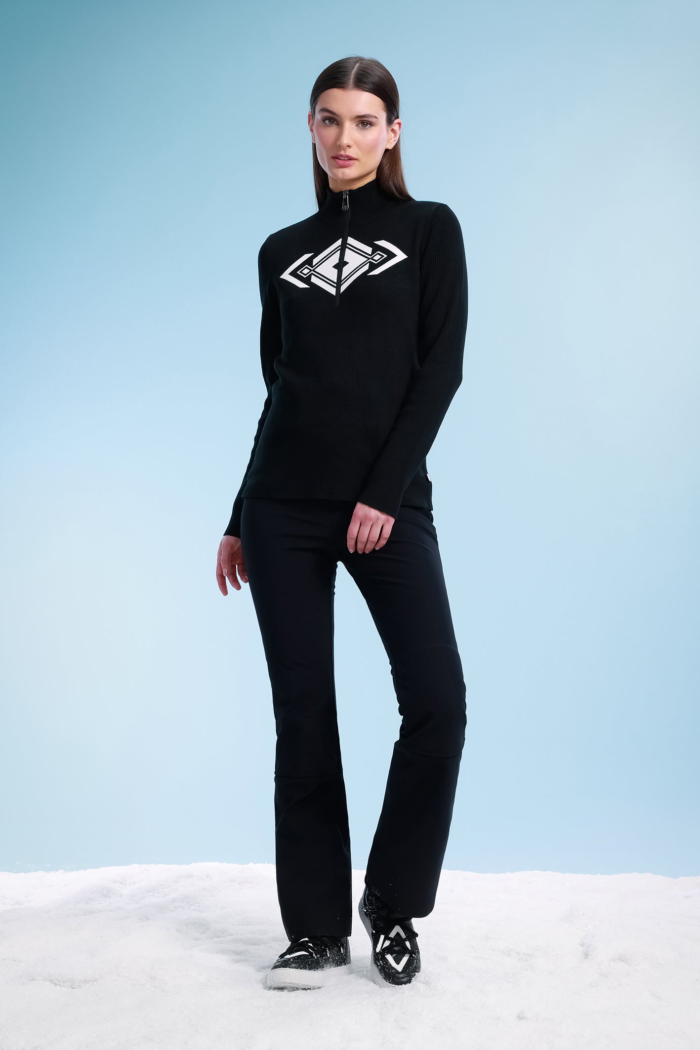 Poivre Blanc Women's knit Sweater in Black 3540
