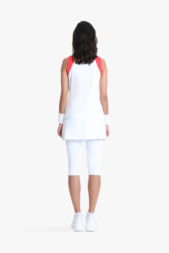 Women's Tennis / Padel Tank Top in White/Spritz Red 4801