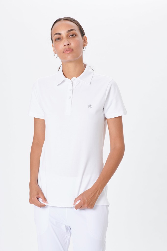 Poivre Blanc Women's Tennis Organic Stretch Cotton Pique Polo 4600 in Peacock Green