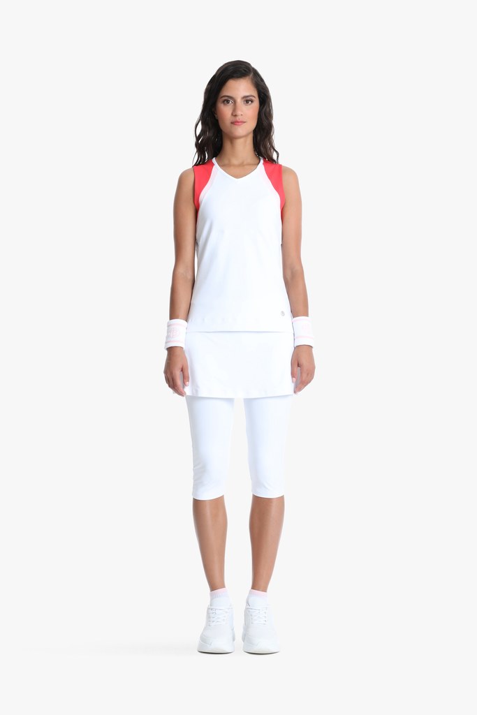 Women's Tennis / Padel Tank Top in White/Spritz Red 4801
