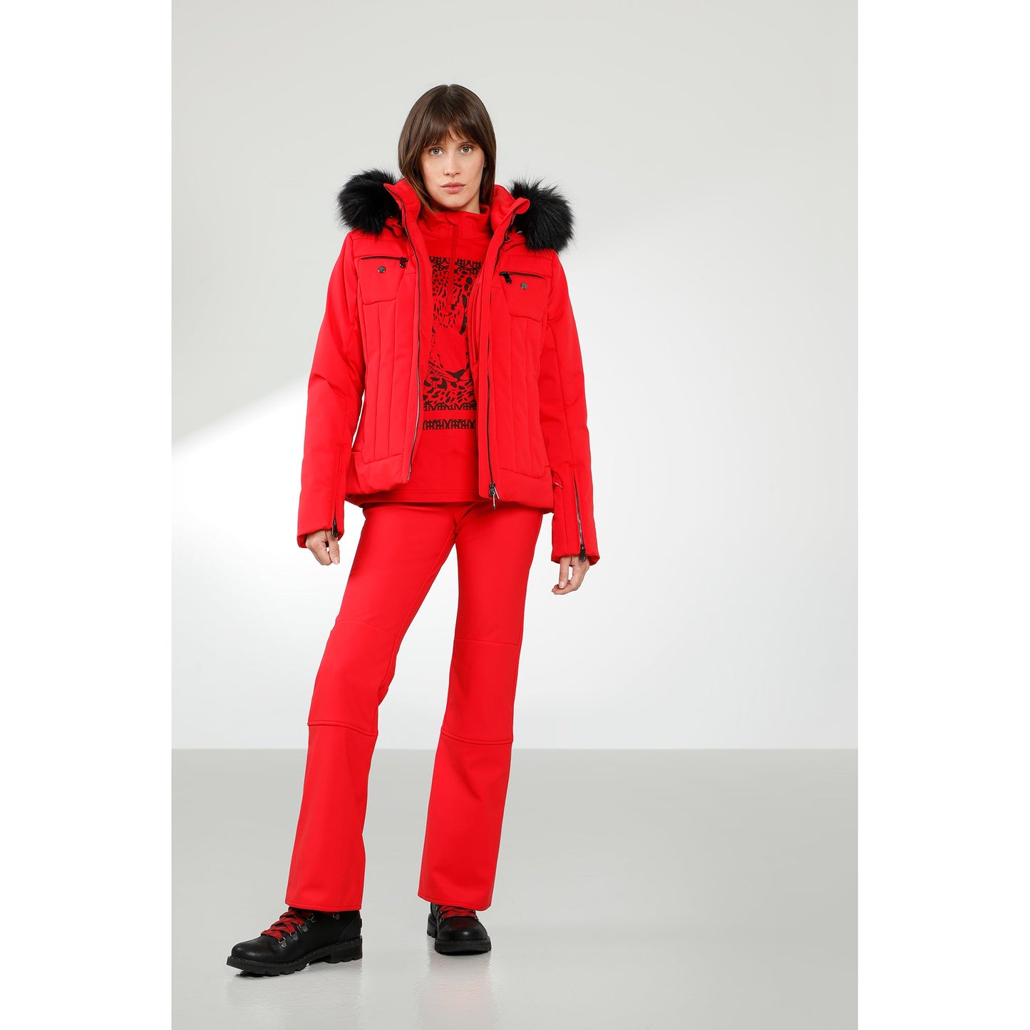 Poivre Blanc Women's Stretch Ski Jacket in Scarlet Red 0806