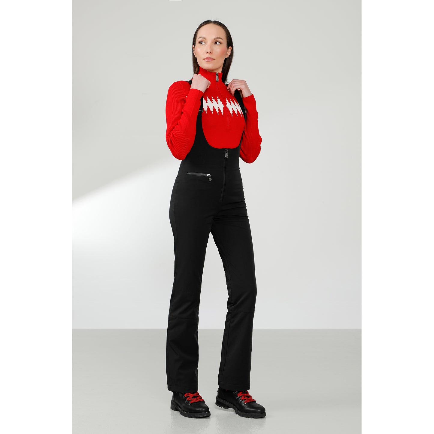 Poivre Blanc Women's Ski Bib Pants in Black 0824
