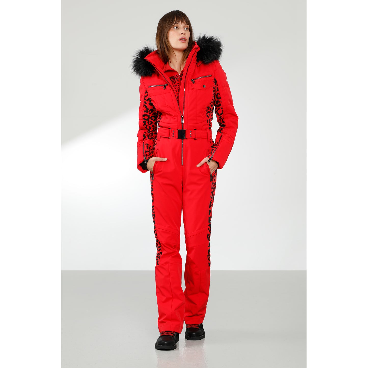 Poivre Blanc Women's all-in-one suit in Check Black 0831