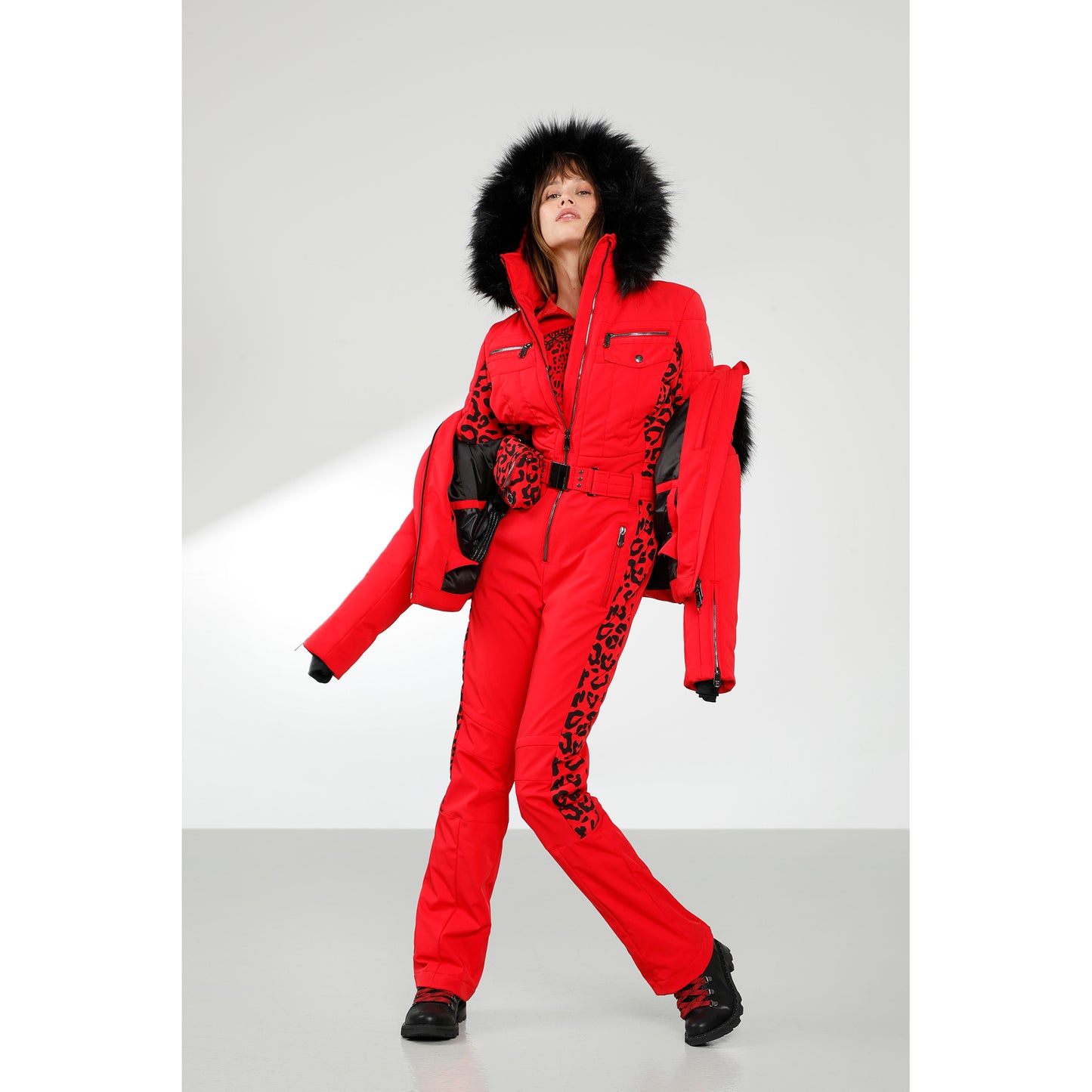 Poivre Blanc Women's all-in-one suit in Check Black 0831